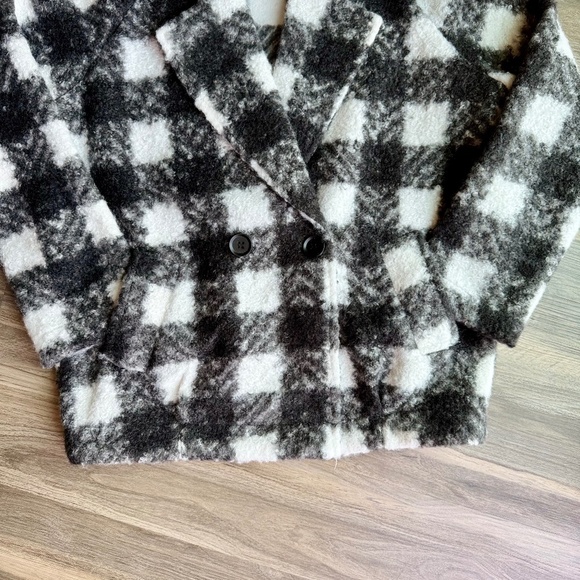 Davi & Dani Boucle Black White Plaid Coat Longline Chic Blazer Jacket Size M - Picture 3 of 15